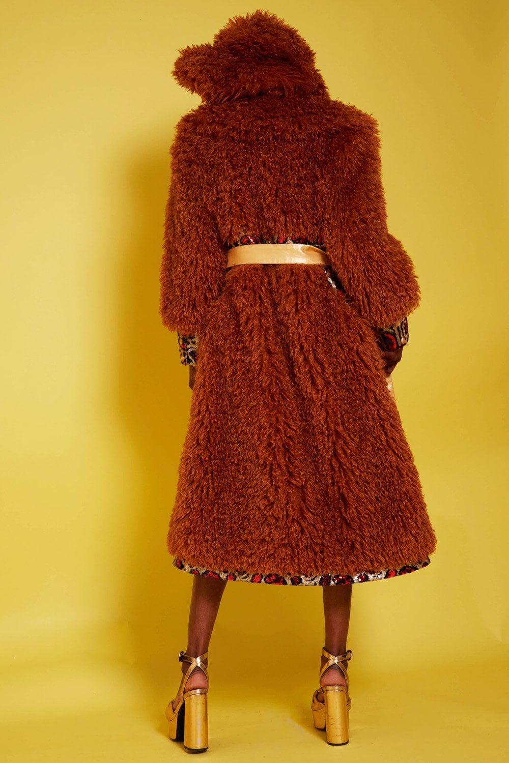 Tan Knitted Bamboo and Mongolian Coat image 3