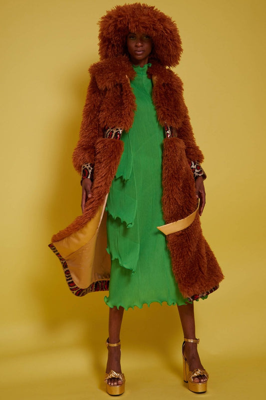 Tan Knitted Bamboo and Mongolian Coat image 0