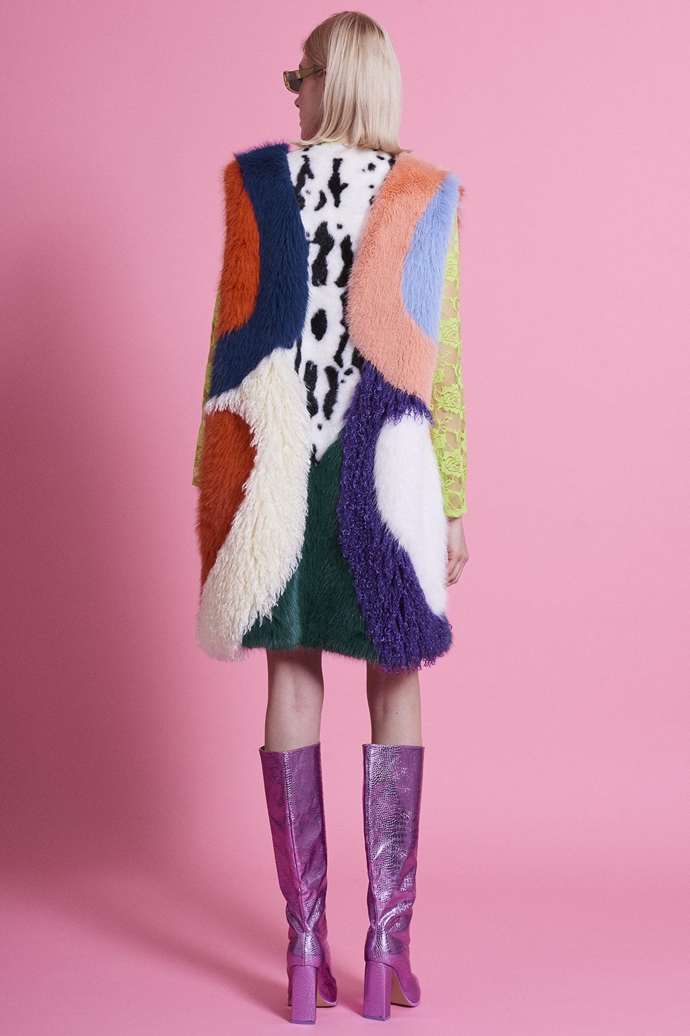 Multi Coloured Handmade Bamboo Faux Fur Gilet image 2