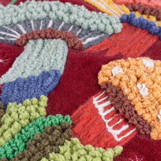Magic Mushrooms Cushion Ruby Red