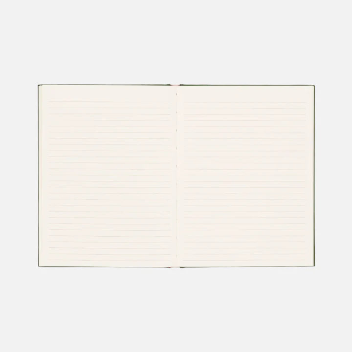 An open, blank, lined hardback notebook shown on a plain white background—ideal as a thoughtful stationery gift or for your next Orange Monkeys Journal entry.