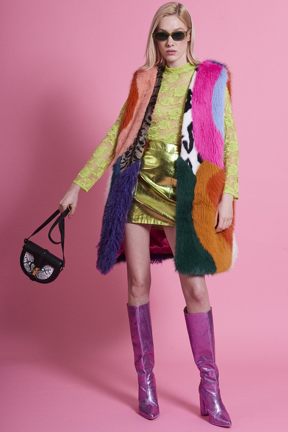 Multi Coloured Handmade Bamboo Faux Fur Gilet image 1