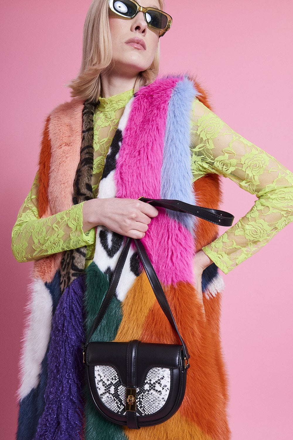 Multi Coloured Handmade Bamboo Faux Fur Gilet image 4