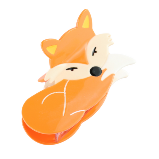 Luxurious accessory: Orange fox-shaped bag clip with an adorable design and closed eyes, perfect for sealing bags or organising items.