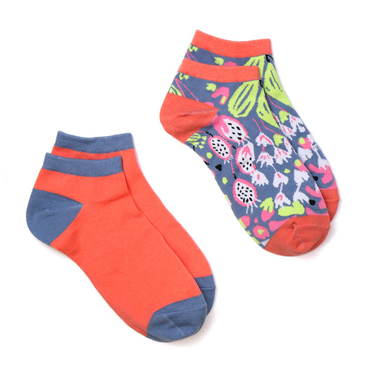 Coral Mix Garden Flower Trainer Socks Duo
