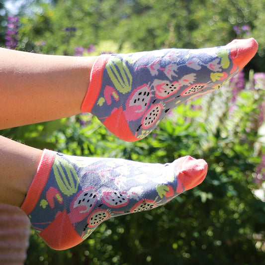 Coral Mix Garden Flower Trainer Socks Duo