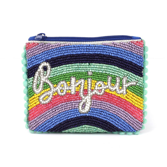 Small Beaded Rainbow Bonjour Pom Pom Purse