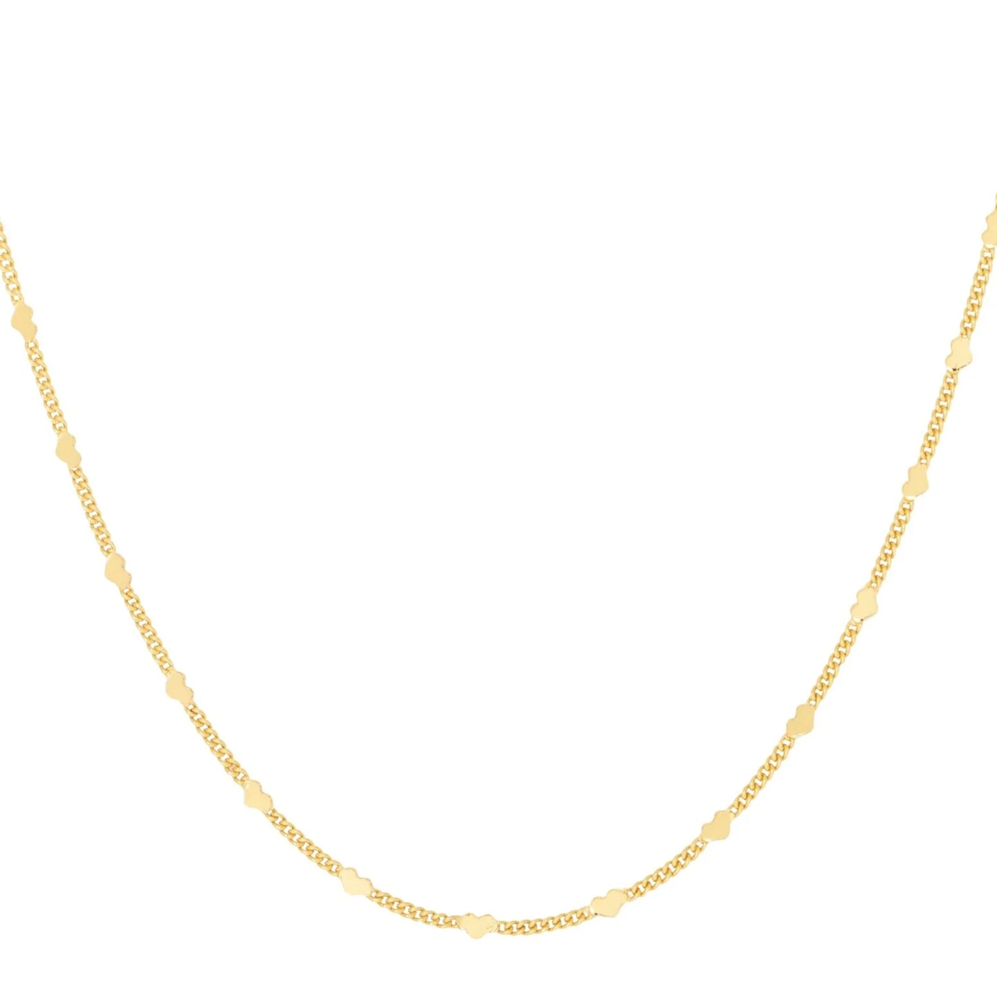 Simple hypoallergenic gold chain necklace featuring small, evenly spaced flat disc accents, displayed on a white background.