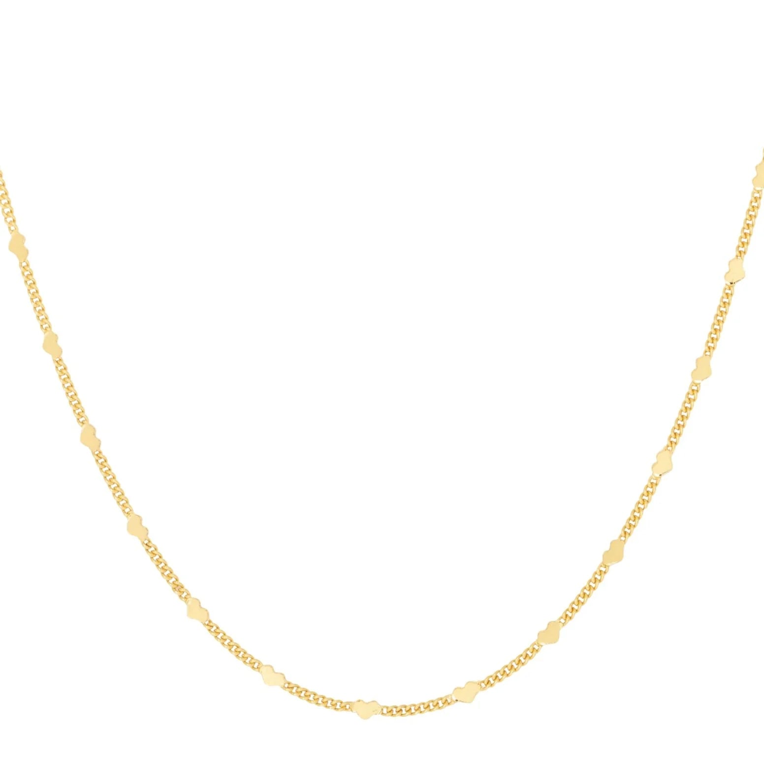 Simple hypoallergenic gold chain necklace featuring small, evenly spaced flat disc accents, displayed on a white background.
