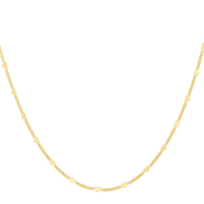 Simple hypoallergenic gold chain necklace featuring small, evenly spaced flat disc accents, displayed on a white background.