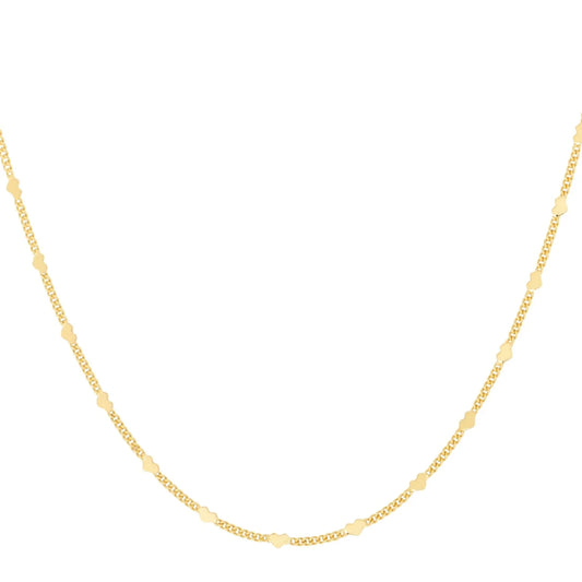 Simple hypoallergenic gold chain necklace featuring small, evenly spaced flat disc accents, displayed on a white background.