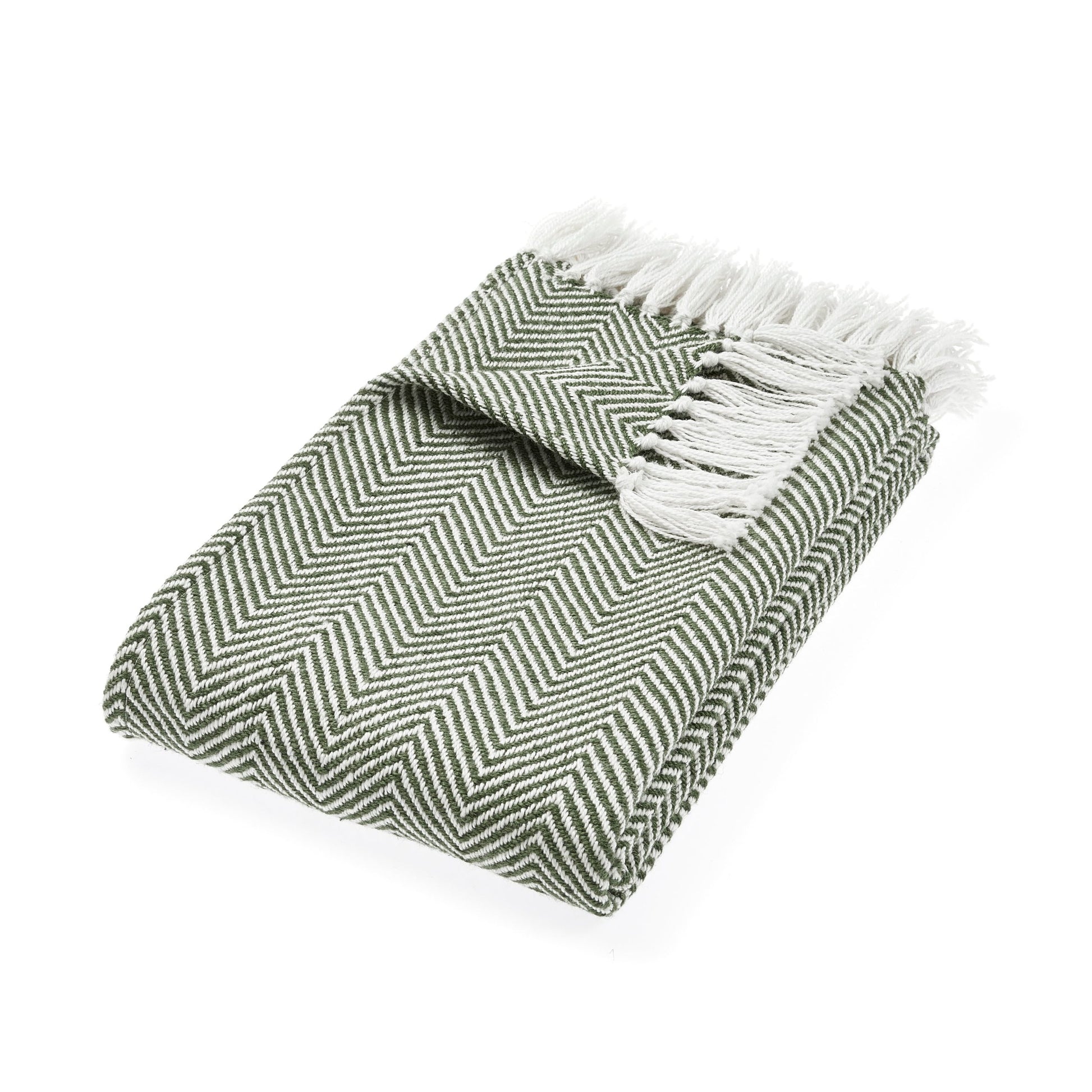 Herringbone Dark Green Throw