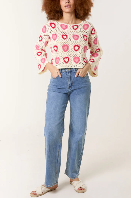 Heart Patchwork Crochet Top
