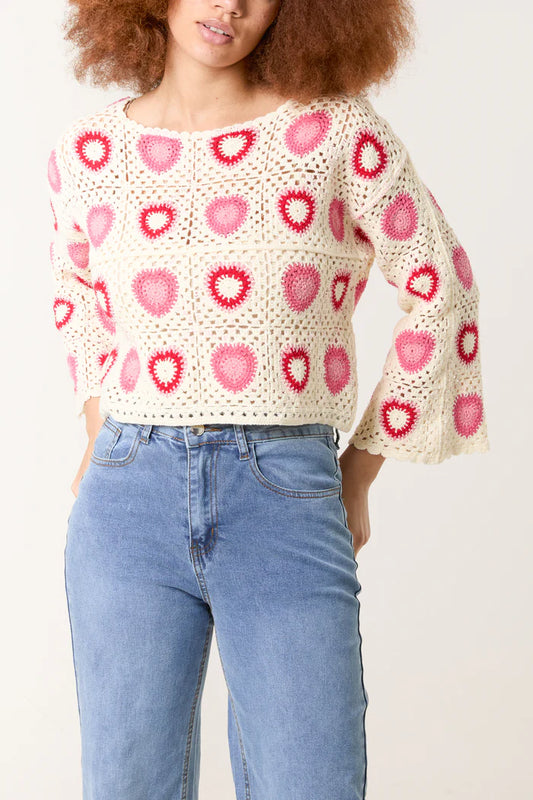 Heart Patchwork Crochet Top