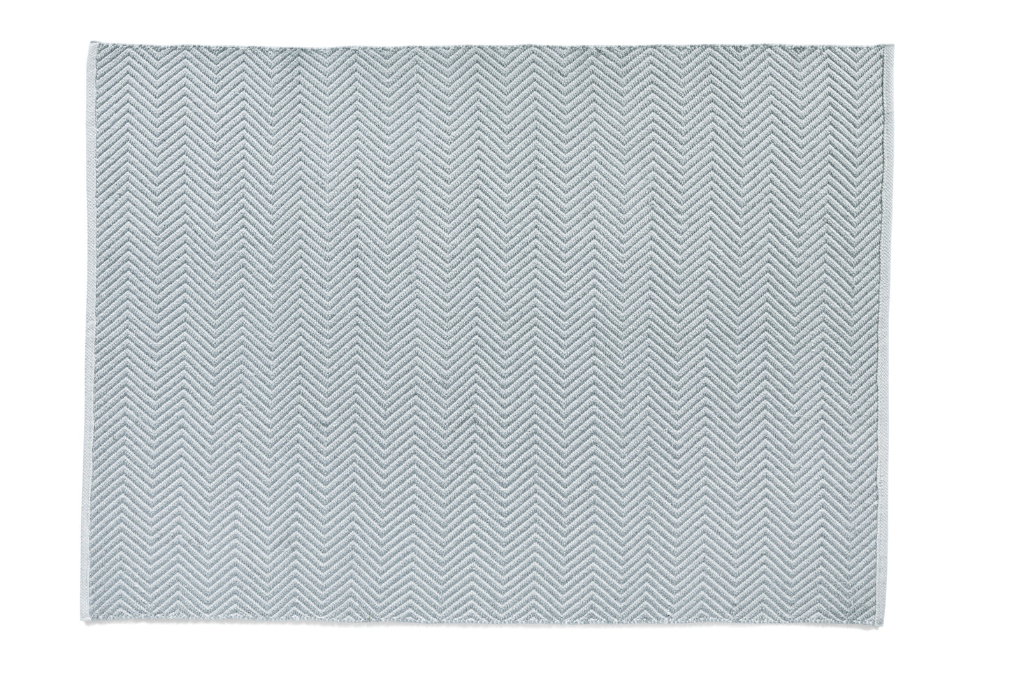Light grey fabric with a subtle herringbone pattern, crafted from recycled plastic bottles for a sustainable touch.