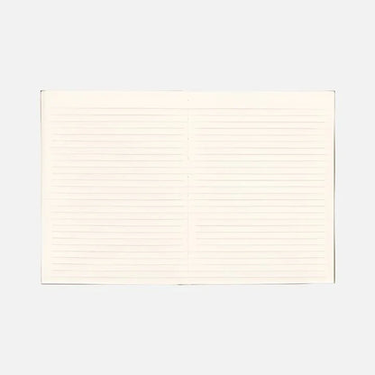An open Creative Writing Journal with cream-coloured, lined pages, separated into four rectangular sections by horizontal and vertical lines.